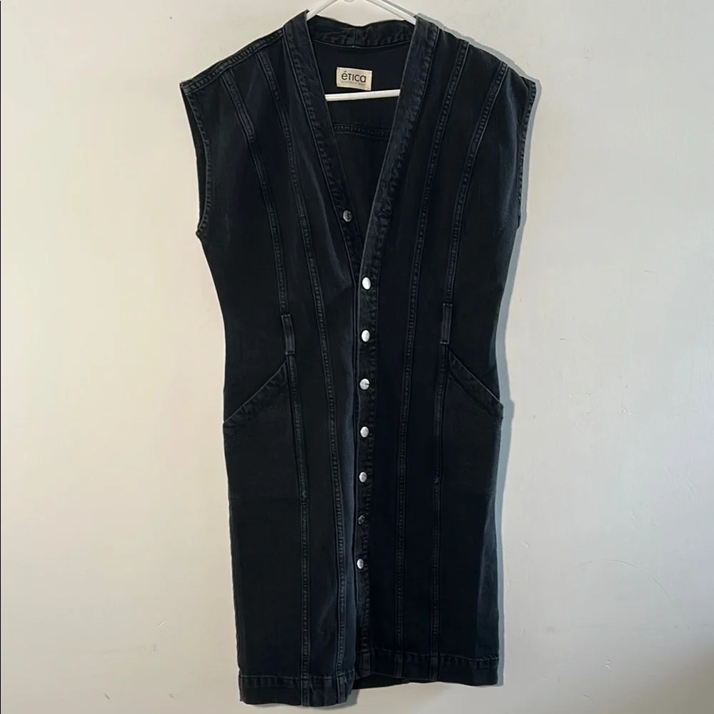 Etica, Woman’s Size Small Black Button-Down Mini Dress - Picture 1 of 6